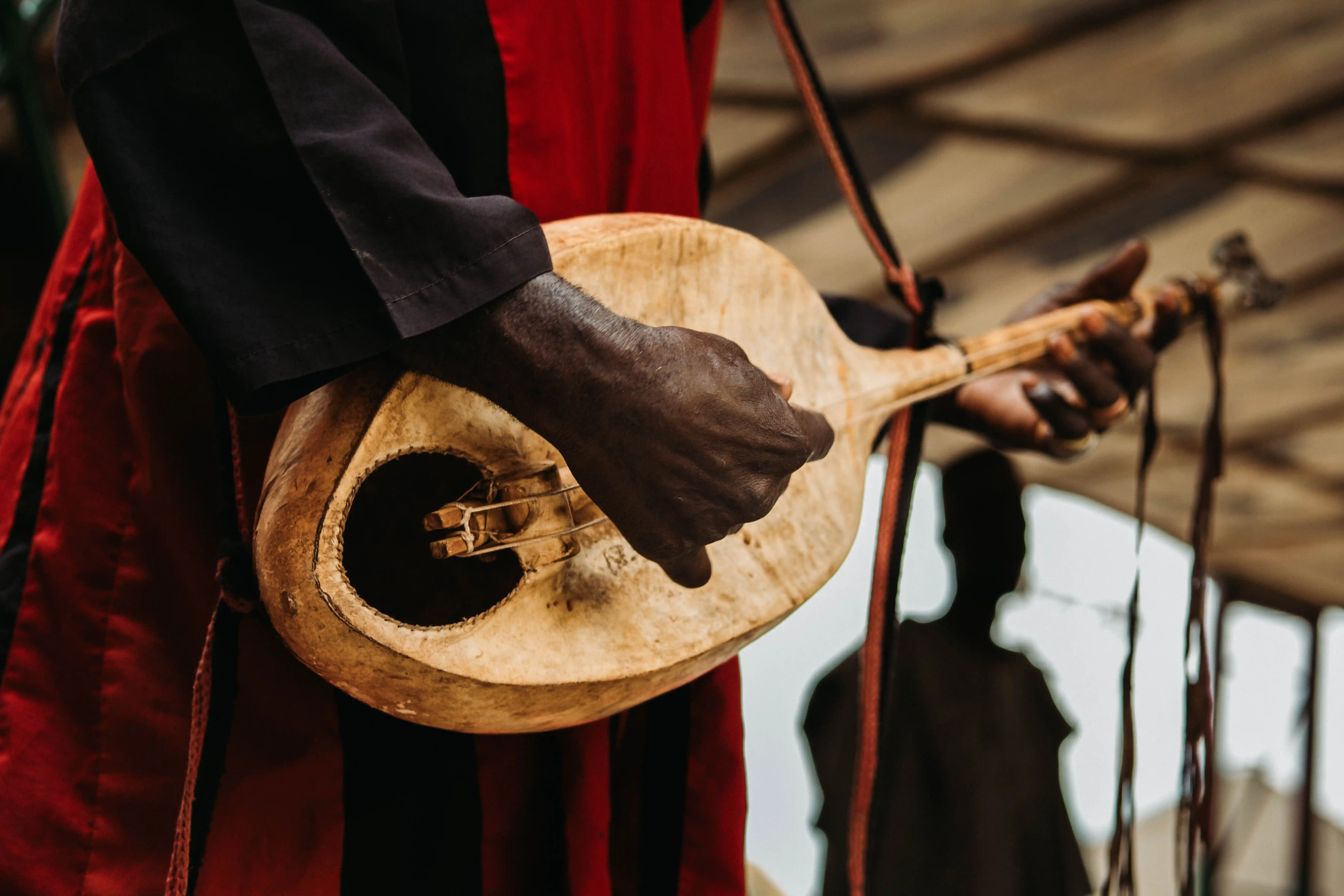 Close-up of reins being polished in morning light