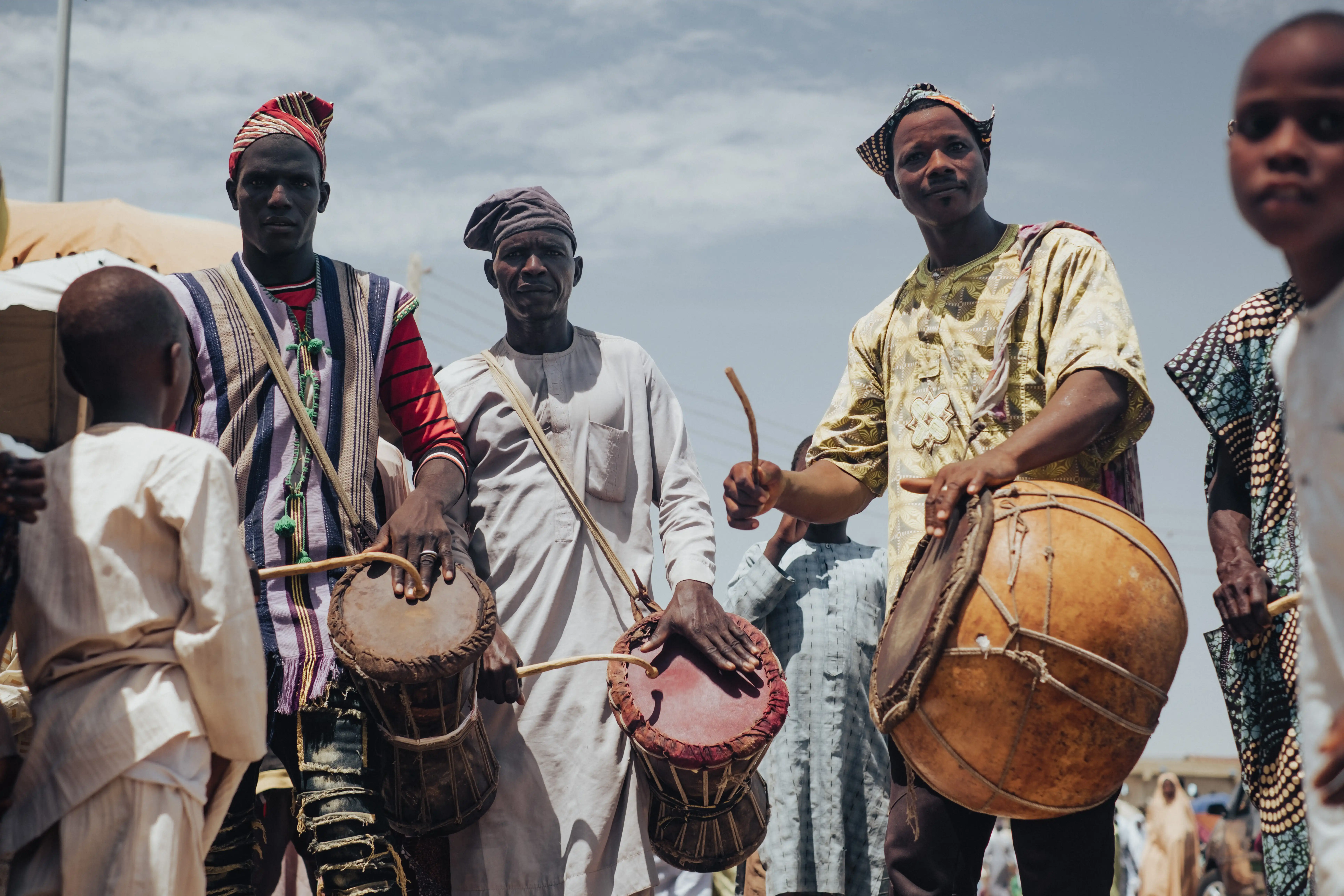 Horseback procession advancing through the parade ground