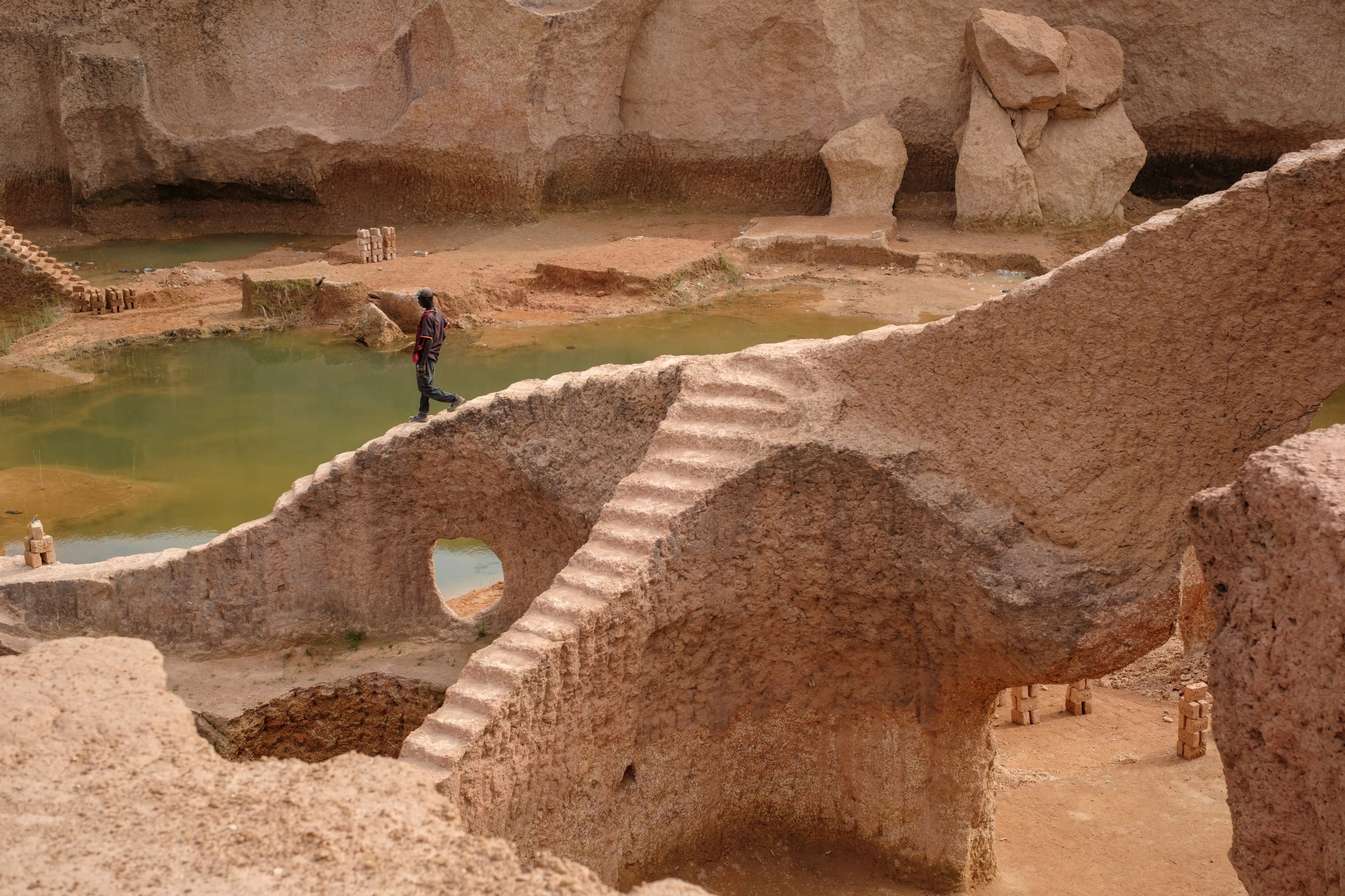 Stacking dried bricks in Kano